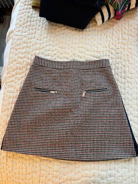 Zara Burgundy Houndstooth Mini Skirt